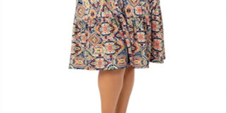 Leota Women's Kristen Moroccan Tile Dress Blue Size 2X