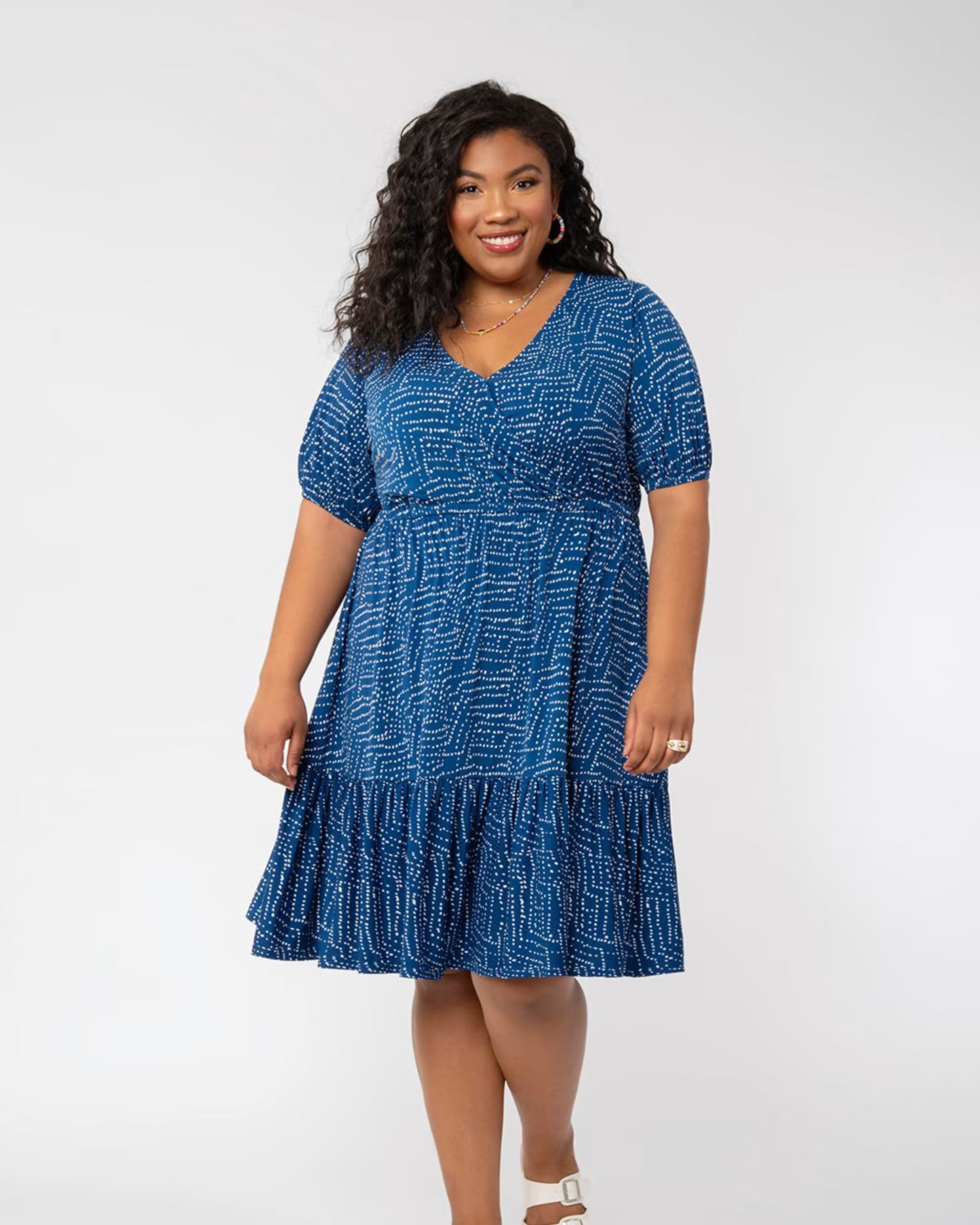 Leota Women's Chelsea Faux Wrap Dress Blue Size 3X