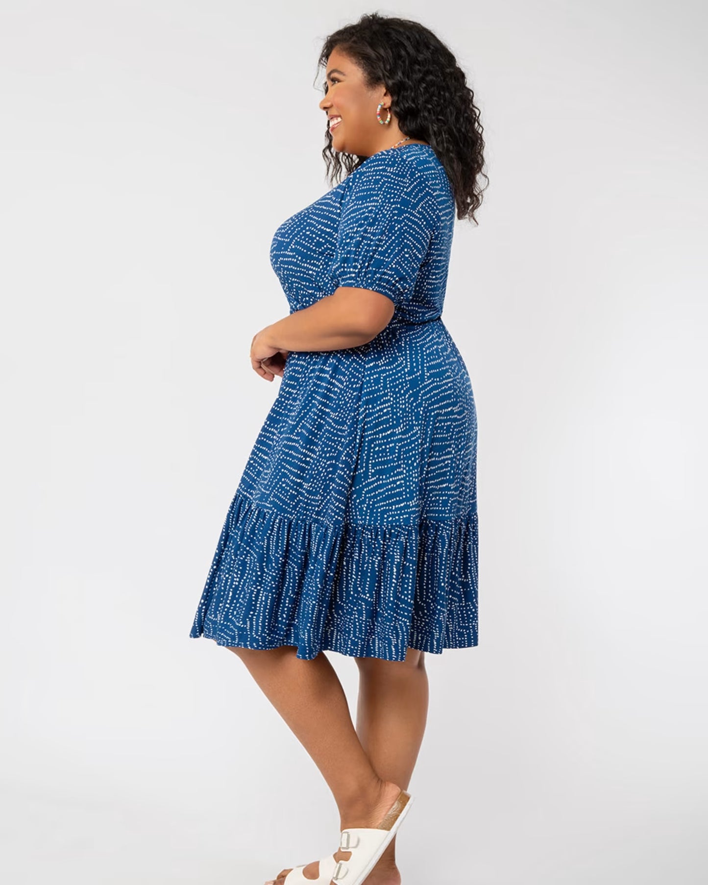 Leota Women's Chelsea Faux Wrap Dress Blue Size 3X