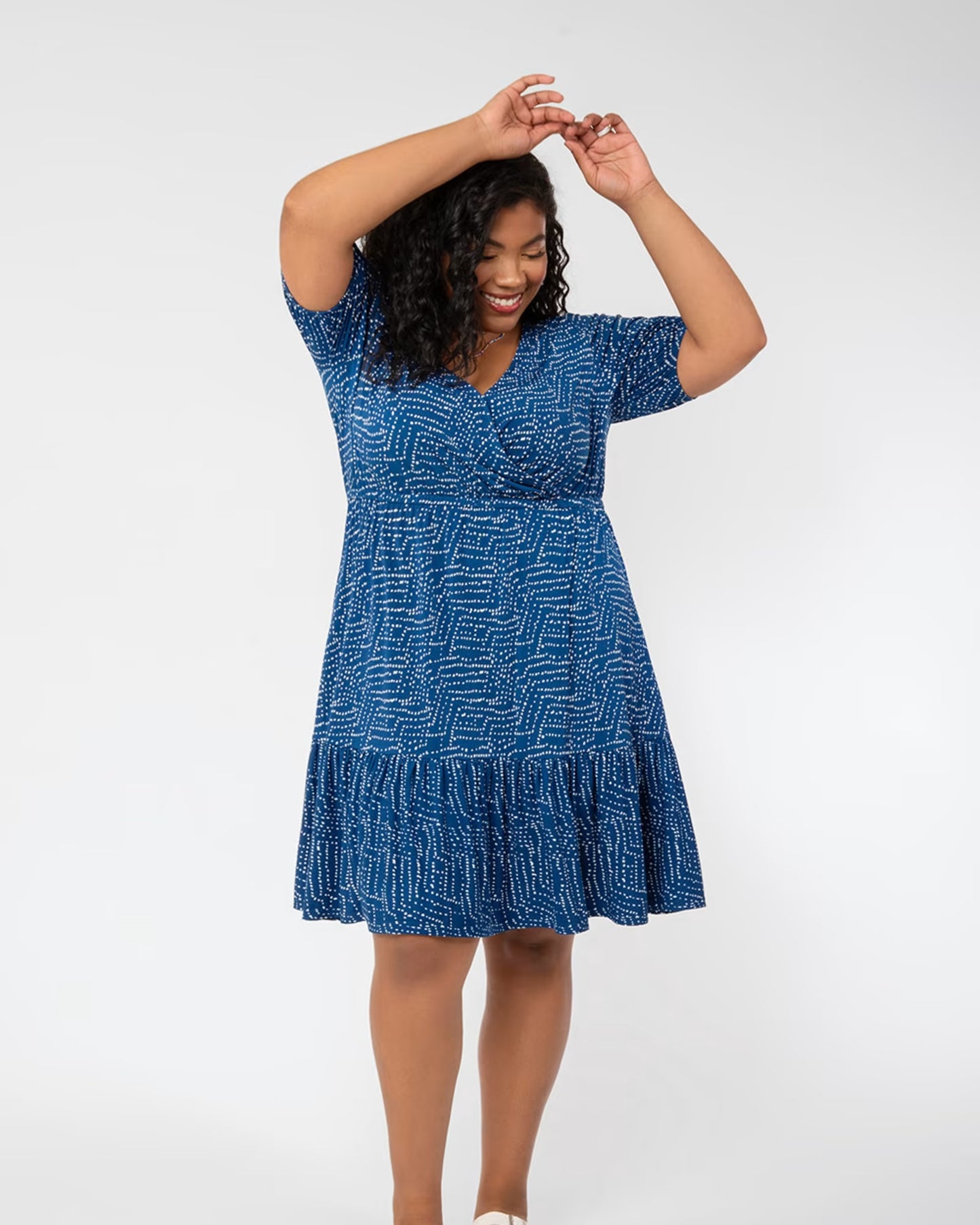 Leota Women's Chelsea Faux Wrap Dress Blue Size 3X