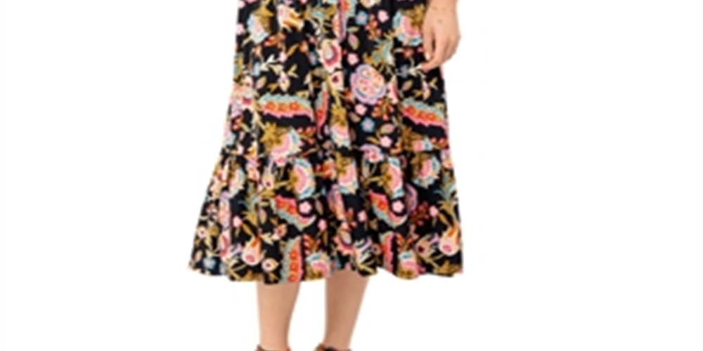Leota Kelly Lips Print Midi Dress Multi Black Size Small