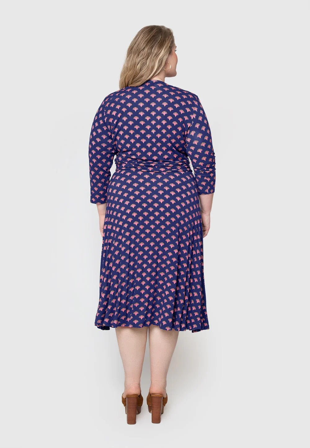 Leota Women's Amiya 3/4 Sleeve Midi Dress Blue Size 1X