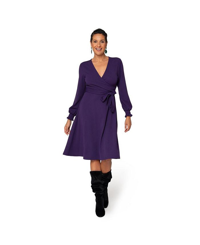 Leota Women's Perfect Wrap Blouson Sleeve Dress Purple Size X-Large