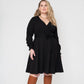 Leota Women's Perfect Wrap Blouson Sleeve Dress Black