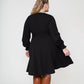 Leota Women's Perfect Wrap Blouson Sleeve Dress Black