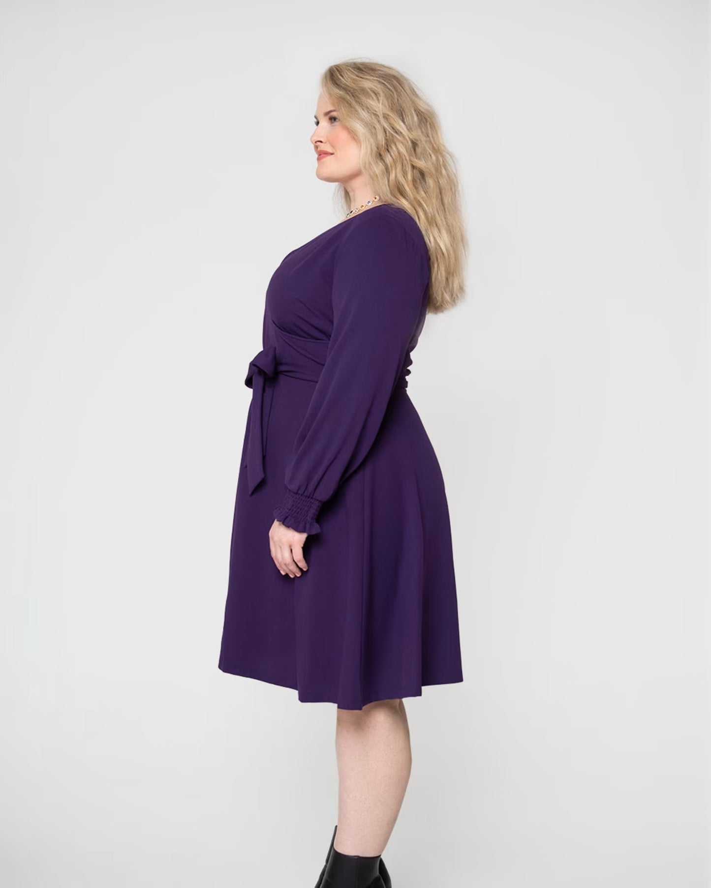 Leota Women's Perfect Wrap Blouson Sleeve Dress Purple Size 2X