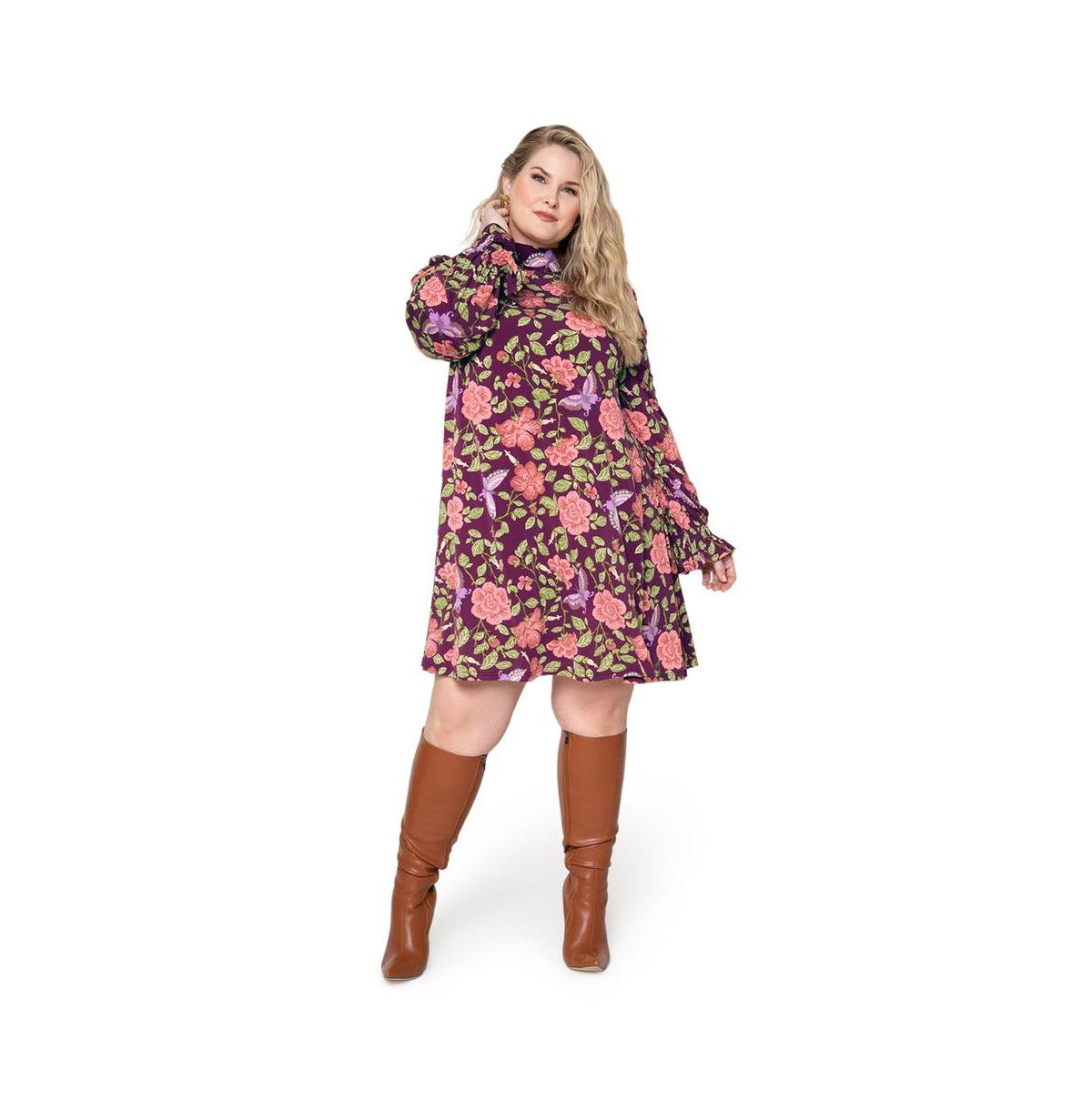 Leota Women's Bianca Puff Sleeve Flowy Dress (Curve)