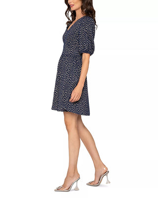 Leota Mabel Jacquard Knit Puff Sleeve Dress BlackSize Small