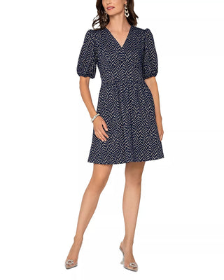 Leota Mabel Jacquard Knit Puff Sleeve Dress BlackSize Small