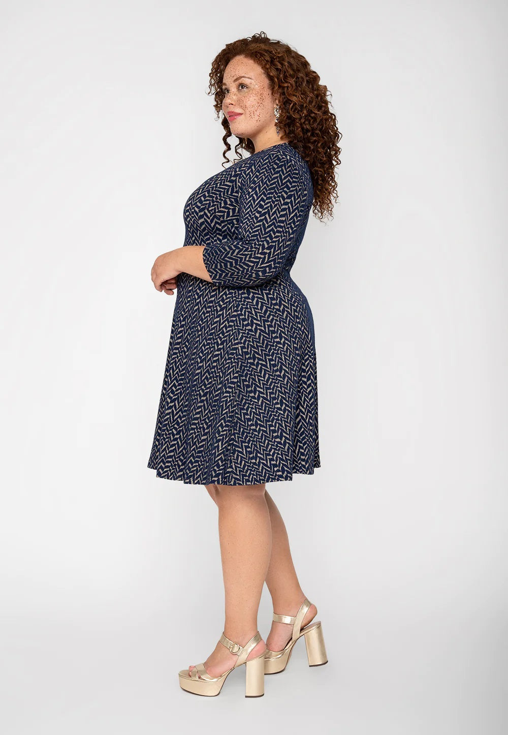 Leota Women's Katherine Knit Jacquard Dress Blue Size 1X