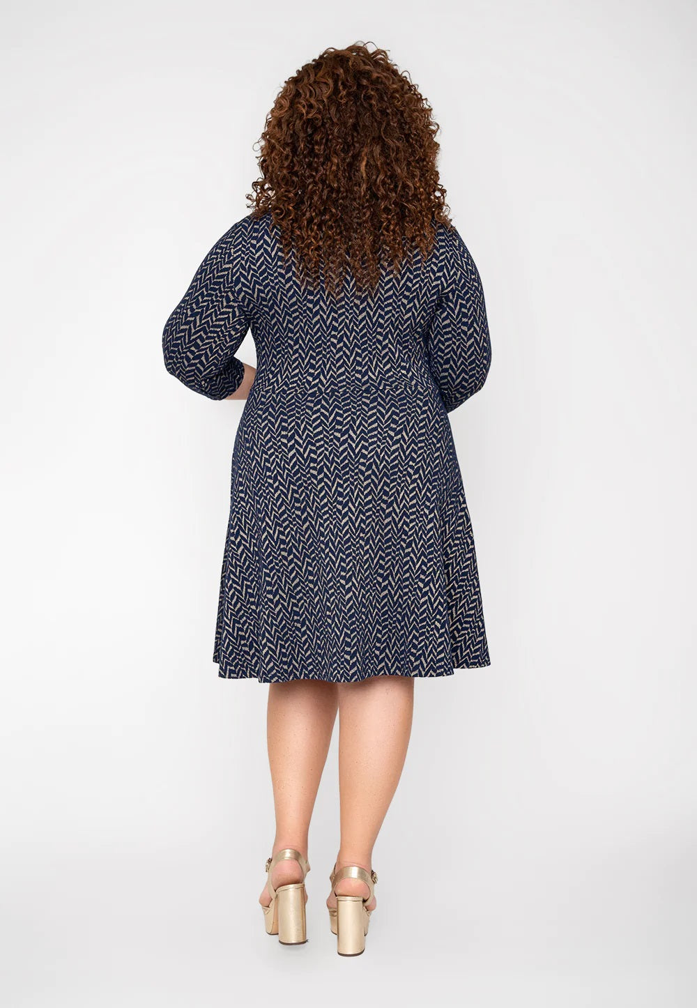 Leota Women's Katherine Knit Jacquard Dress Blue Size 1X