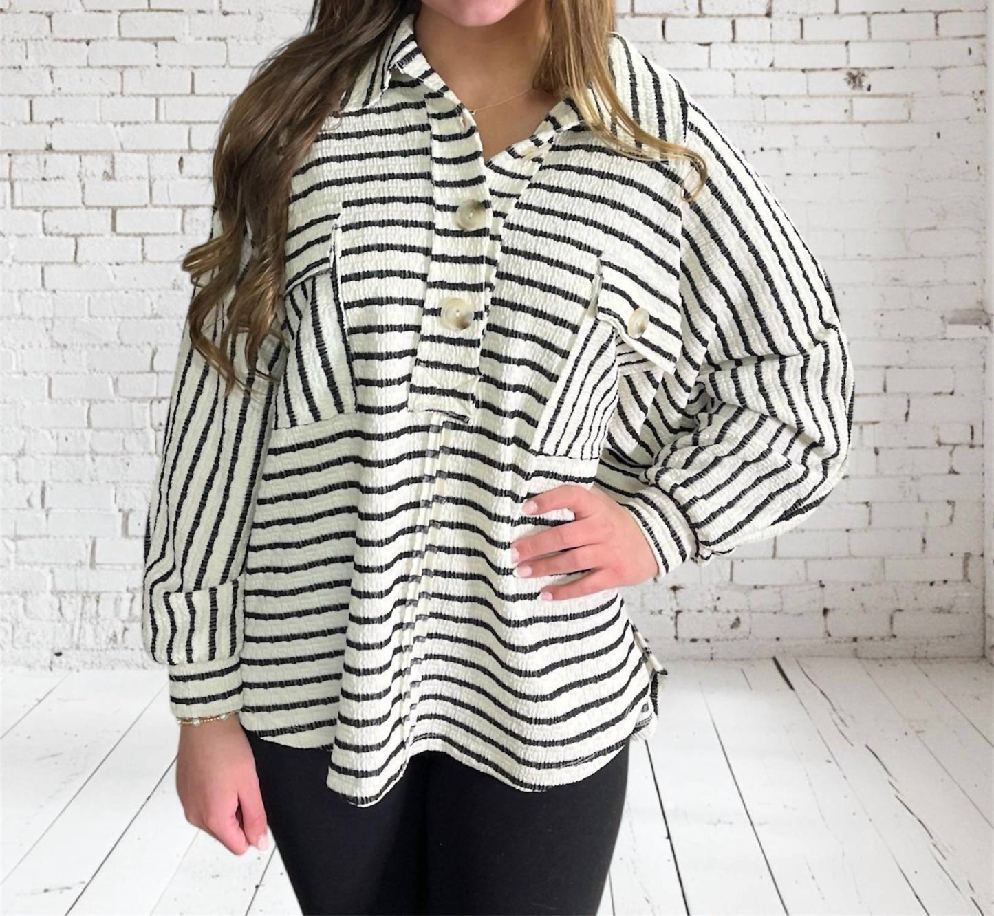 Bucketlist - Women's Collared Button Pocket Top