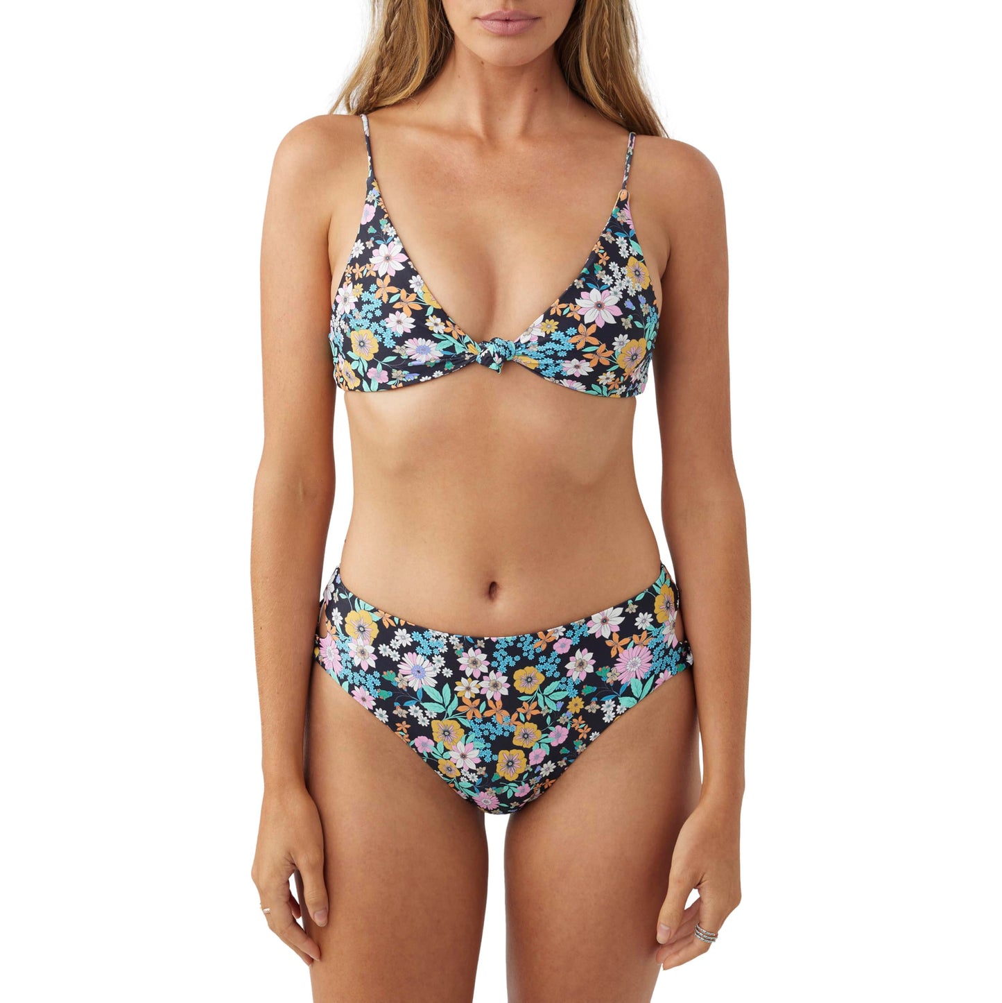 O'NEILL Women's Pismo Knot Front Triangle Bikini Top - Bikini Tops for Women, Perfect Bathingsuit Tops for Women,Tatum Floral,M