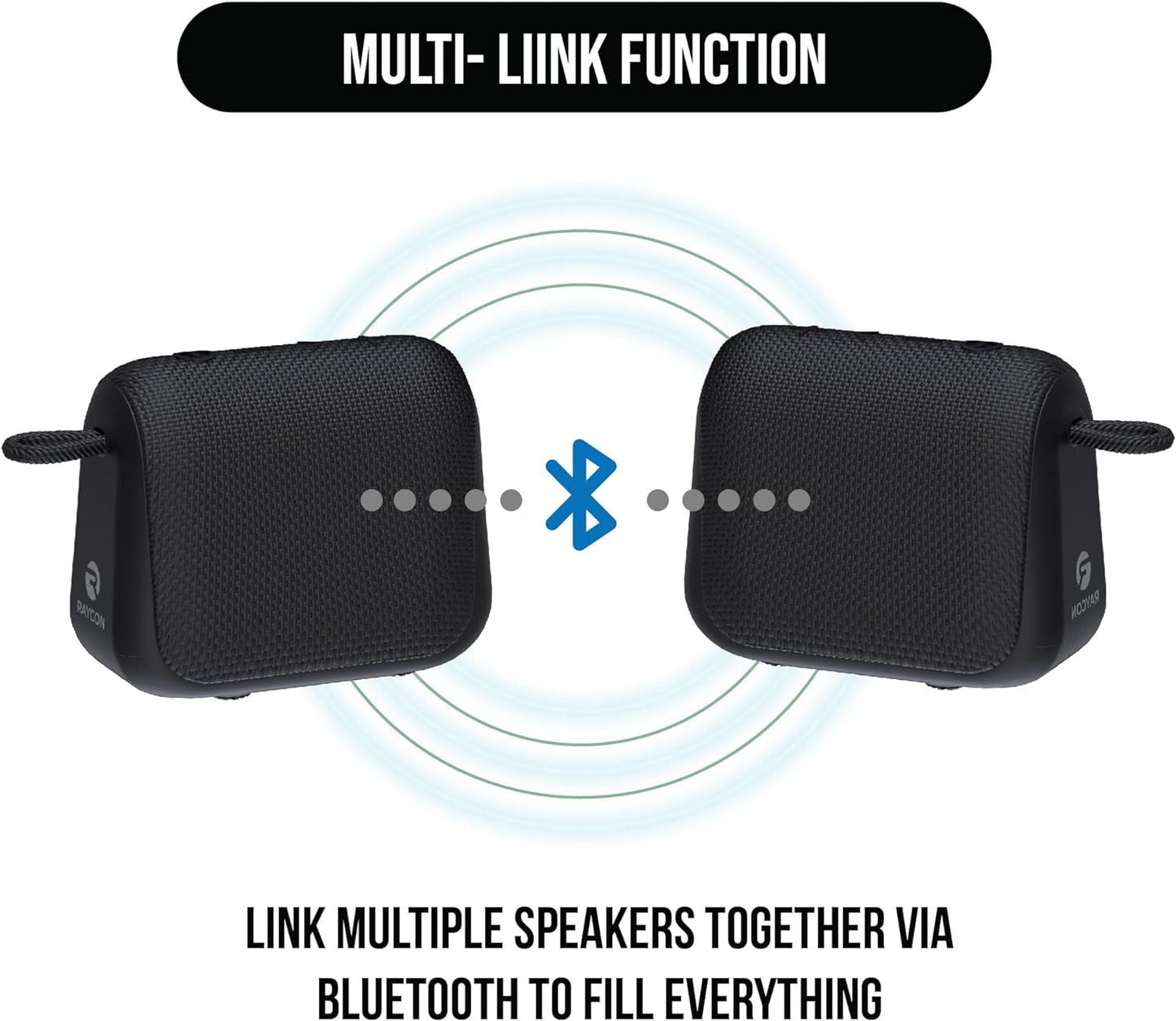 Raycon Everyday Speaker with Microphone IP67 Dustproof and Waterproof TWS Multilink Bluetooth 5.0 Portable Outdoor Wireless Speaker for Home, Outdoors, Travel (Carbon Black)