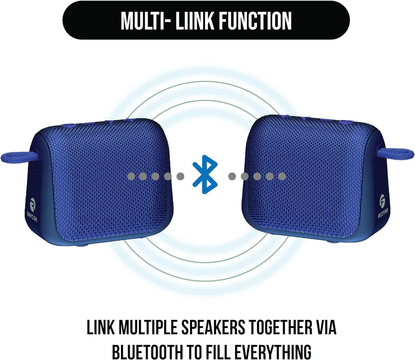 Raycon Everyday Speaker with Microphone IP67 Dustproof and Waterproof TWS Multilink Bluetooth 5.0 Portable Outdoor Wireless Speaker for Home, Outdoors, Travel (Electric Blue)