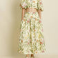 Aureum - Floral Shirred Midi Skirt