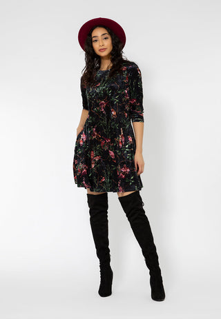 Leota Women's 3/4 Sleeve Melanie Velvet Dress Black