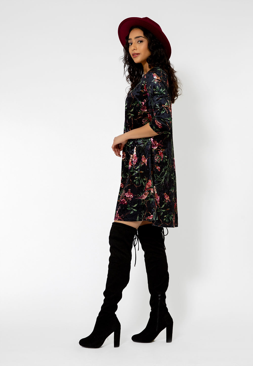 Leota Women's 3/4 Sleeve Melanie Velvet Dress Black