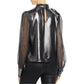 Generation Love Women's Metallic Sheer Top Silver Size XS