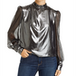 Generation Love Women's Metallic Sheer Top Silver Size XS