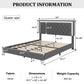 3-Pieces Bedroom Set, Queen Size Upholstered Platform Bed with LED Lights and Two Nightstands - Gray