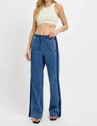 Risen - Full Size Elastic Waist Wide Leg Jeans Plus Size