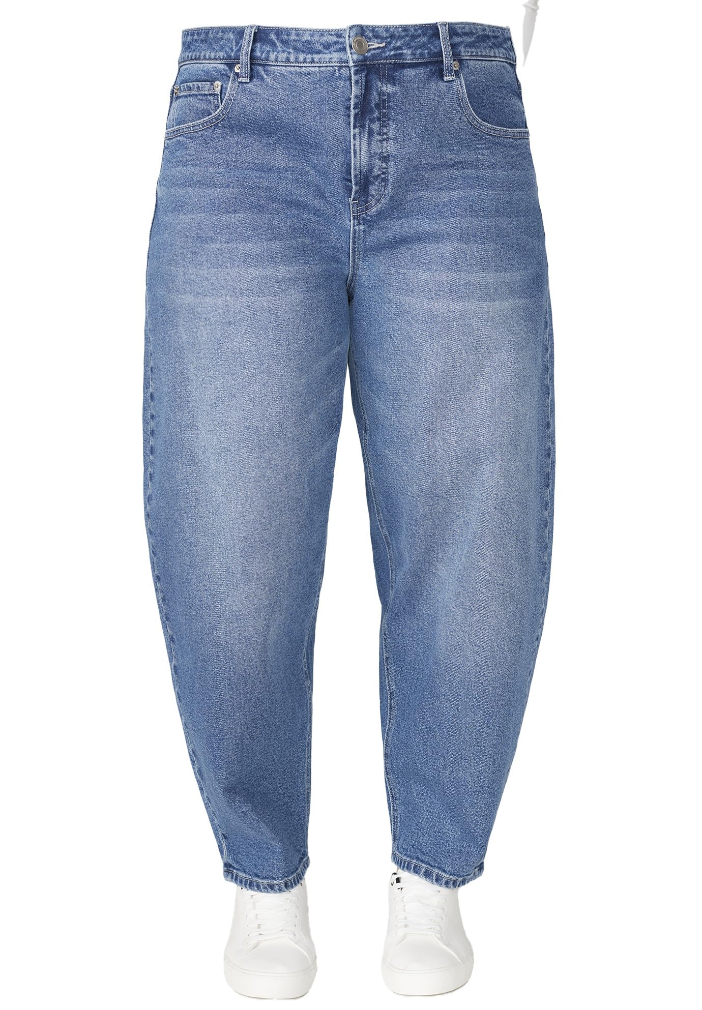 ELOQUII Women's Plus Size The Barrel Leg Jean - 22, Medium Wash