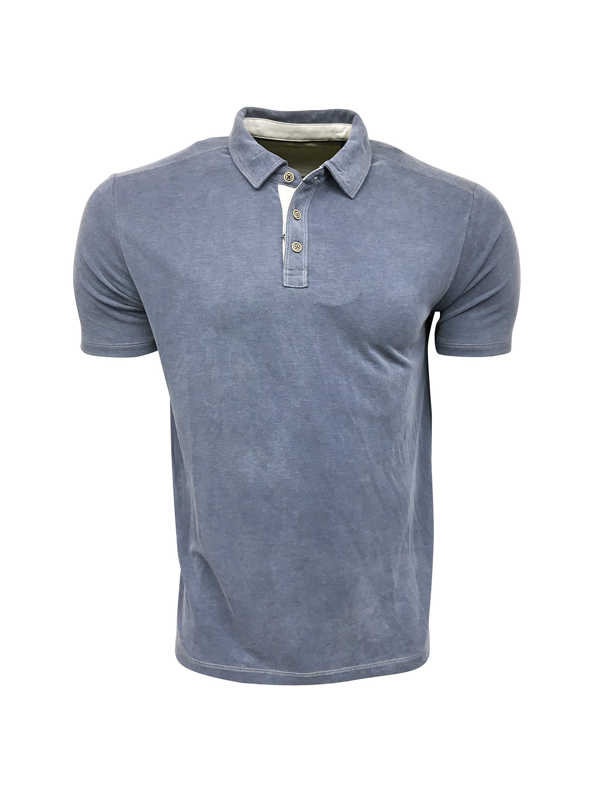 Tommy Bahama Shoreline Surf Polo Shirt Short Sleeve Golf Shirts (X-Large, Midnight Blue)