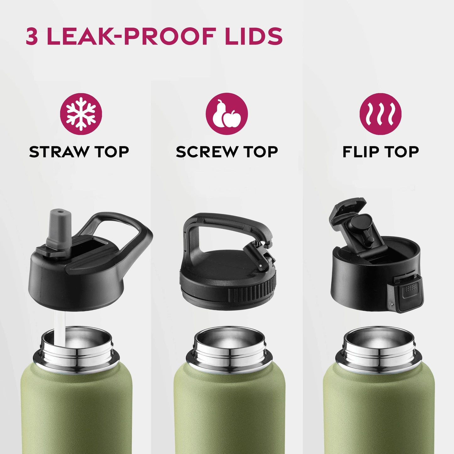 Insulated Sports Water Bottle with Straw