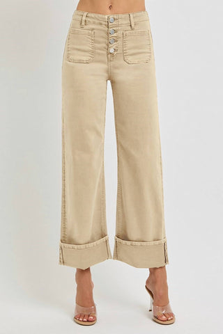 Risen - Latte High Rise Cuffed Jeans