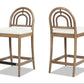 27" Upholstered Counter Stool Set of 2 with Arched Wood Back