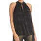 RACHEL Rachel Roy Womens Metallic Pleated Blouse Black S