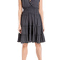 Max Studio Women's Sleeveless Short Smocked Dress, Black/White-128, Medium