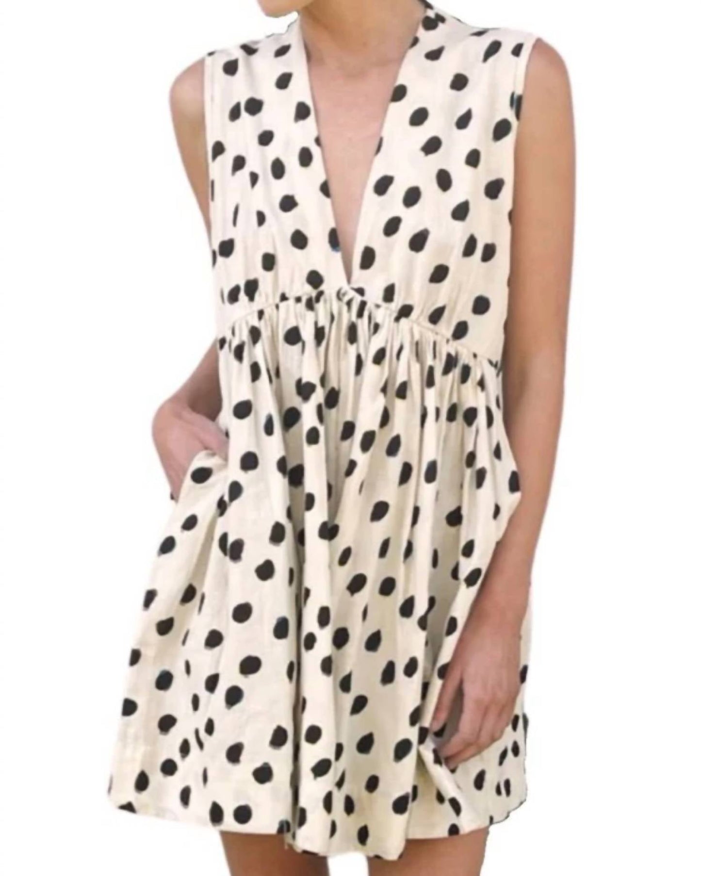 Karina Grimaldi - Polka Dot Deep V-neck Dress