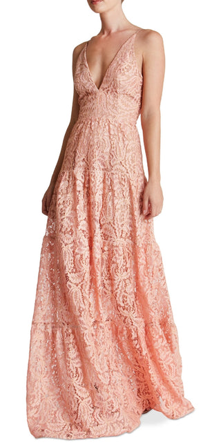 Dress The Population Women's Melina Lace Maxi Dress Pink Size Medium