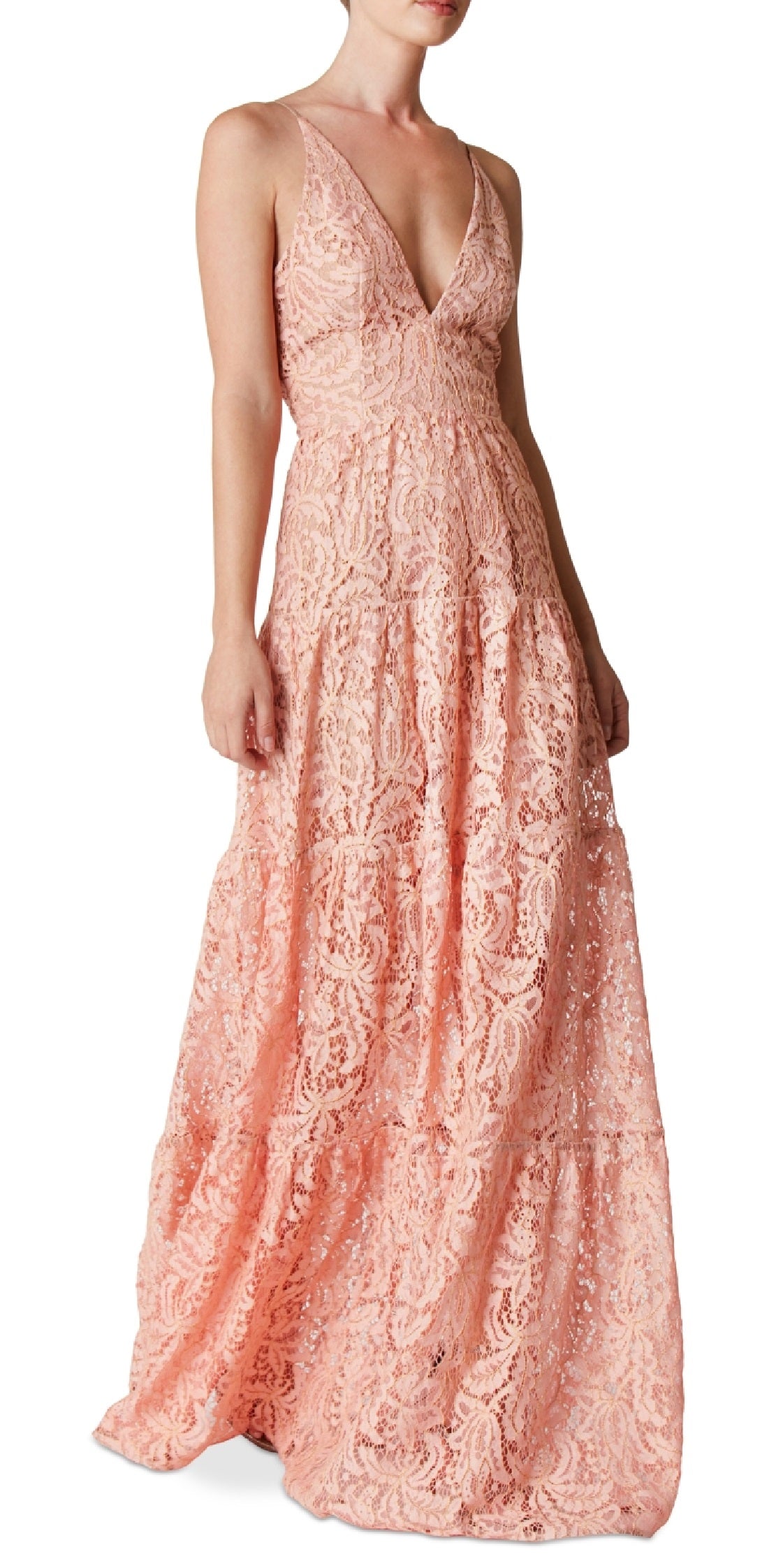 Dress The Population Women's Melina Lace Maxi Dress Pink Size Medium