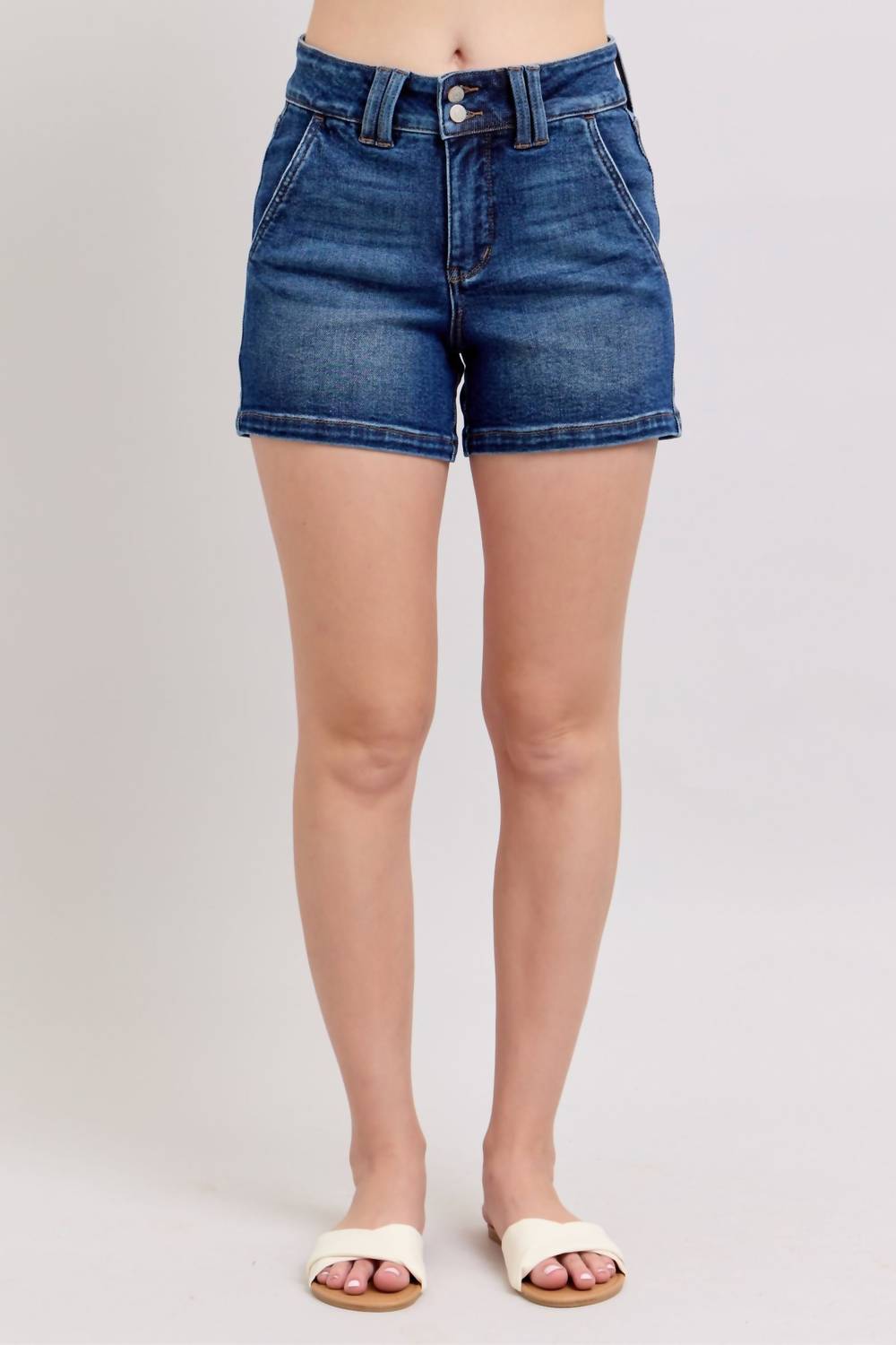 Judy Blue - High Waist Double Button Waistband Shorts