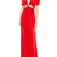 Ieena For Mac Duggal - Plunge Neck Puff Sleeve Cut Out Gown