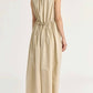 Black Crane - Pleated V Neck Maxi Dress