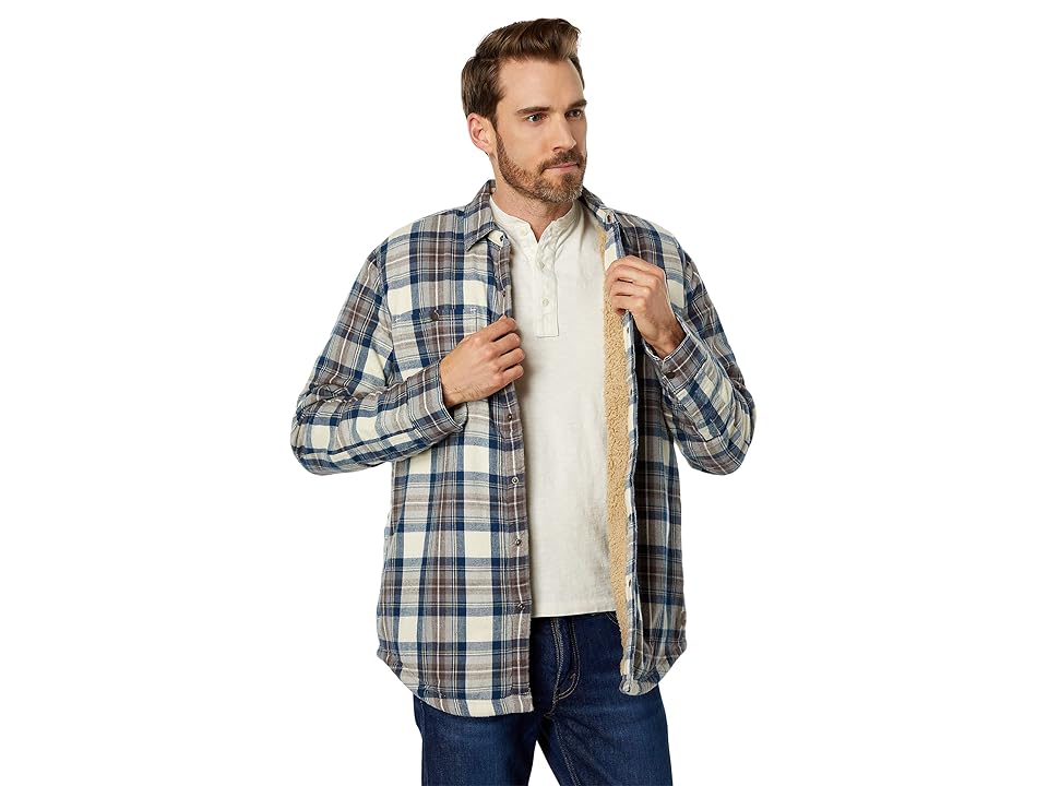 LLBean Men's Sherpa Lined Scotch Plaid Flannel Shirt - Indigo Tartan