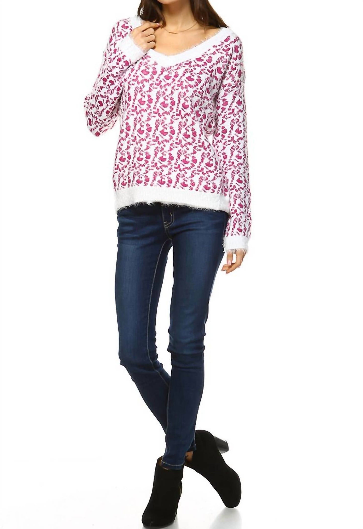 White Mark - Women's Leopard Sweater
