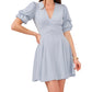 1.state Women's Short Puff Sleeve Tiered Short Dress Blue Size M