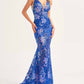 Ellie Wilde - Floral Sequin Fit And Flare Prom Dress