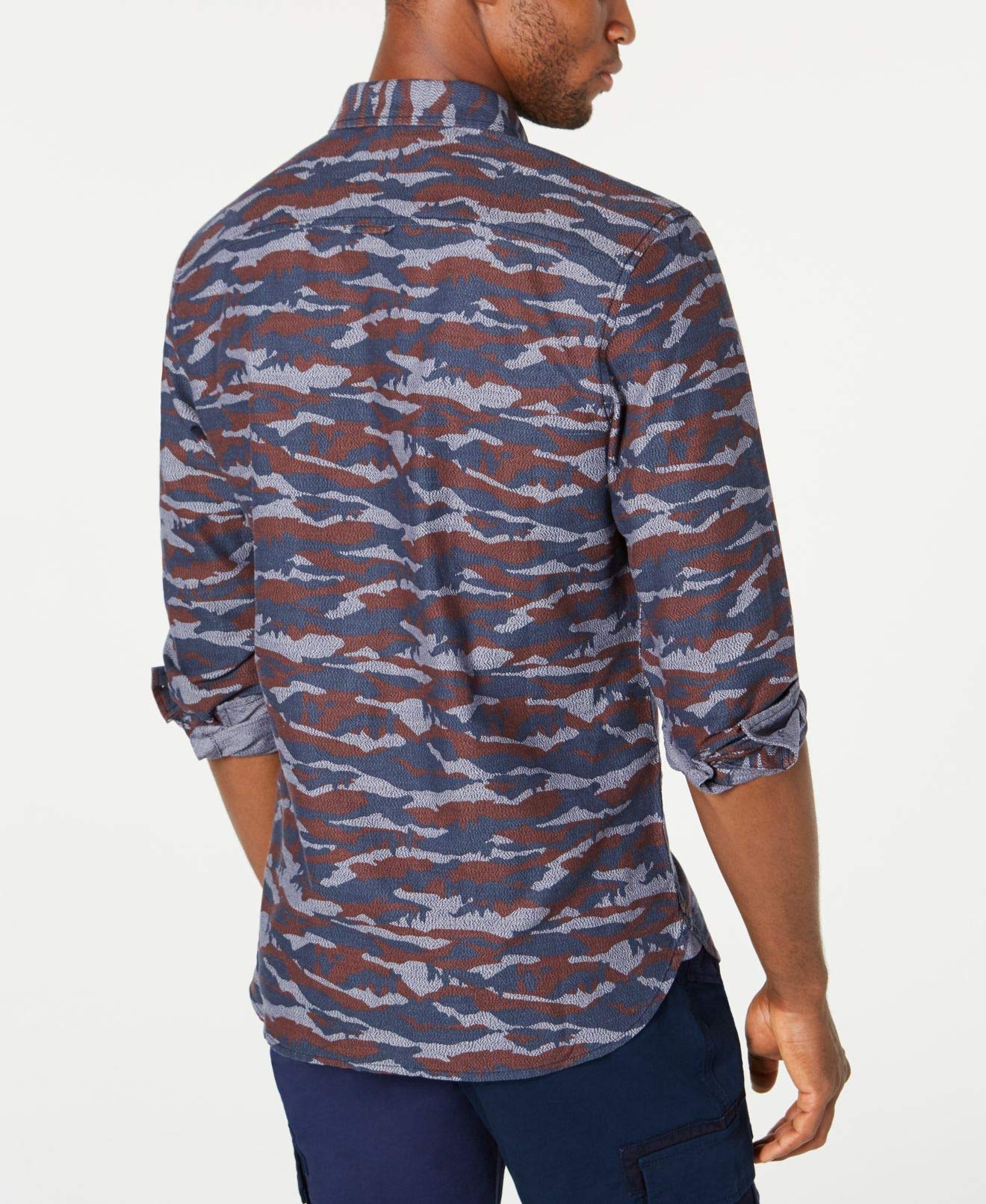 American Rag Mens Navy Printed Collared Classic Fit Woven Dress Shirt XS