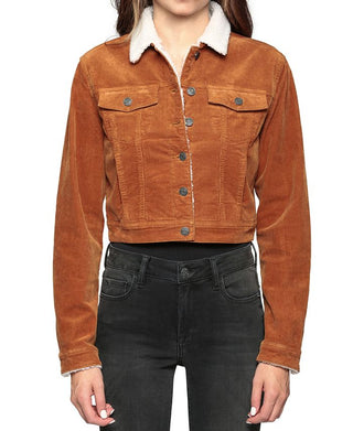 Hidden Jeans Women's Sherpa Lined Corduroy Jacket Brown Size Small