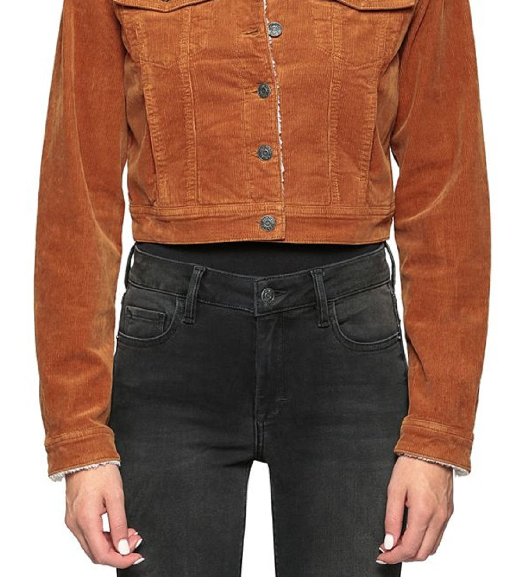 Hidden Jeans Women's Sherpa Lined Corduroy Jacket Brown Size Small
