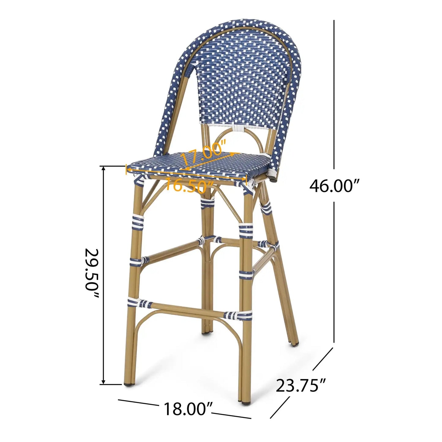 Outdoor PE Rattan French Barstool Set