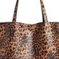 Street Level Reversible Faux Leather Tote in Leopard/Black