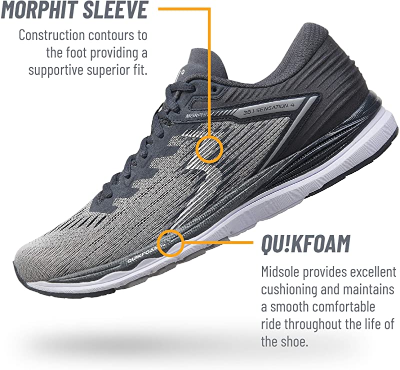 361 Degrees Men's Sensation 4 Running Shoes Gray Size 10.5 D(M) US