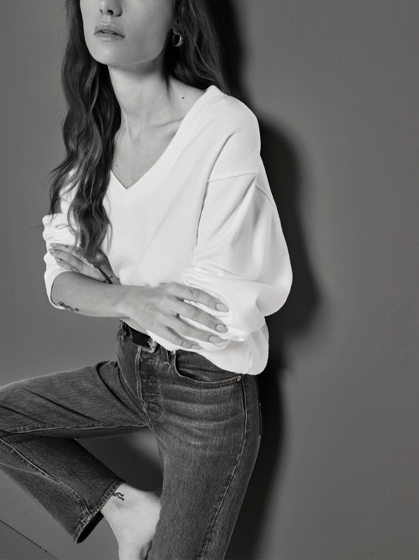 Nation Ltd - Wyatt Oversized V-neck Long Sleeve Top
